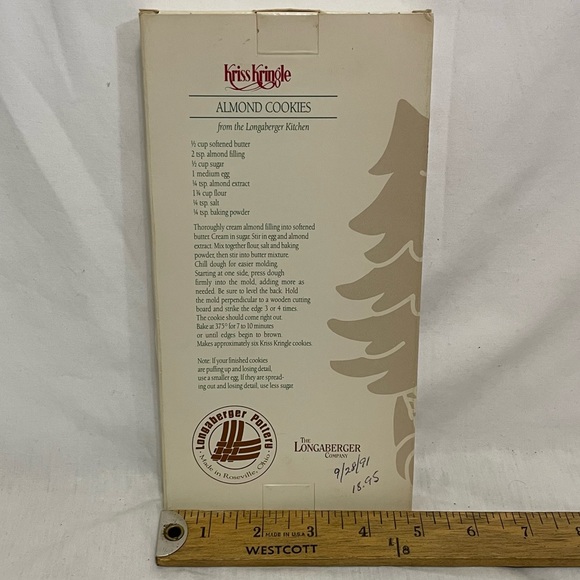 Vintage Kriss Kringle 1991 Longaberger Pottery Cookie Mold - Picture 5 of 5